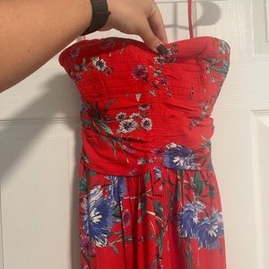 New never worn red floral pant dress! Size M